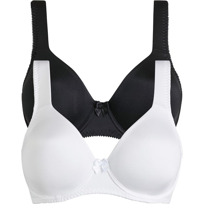 bonprix Podprsenka s kosticami a lesklým efektom (2 ks), farba čierna 48958606