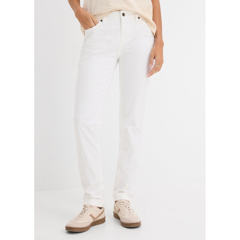 bonprix Strečové džínsy, Straight, Mid Waist, farba biela 50748080