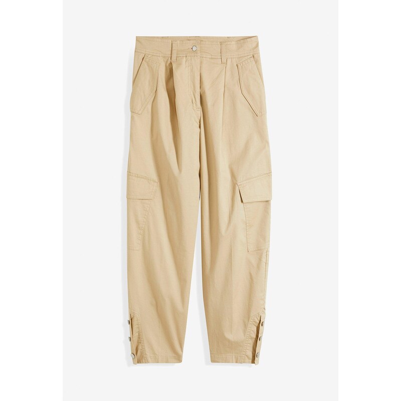 bonprix Kapsáčové nohavice z bavlny so strečom, farba béžová 62471087