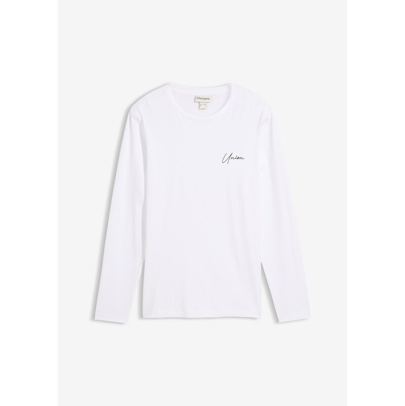 bonprix Tričko s dlhým rukávom, strečové, Slim Fit, farba biela 67534944