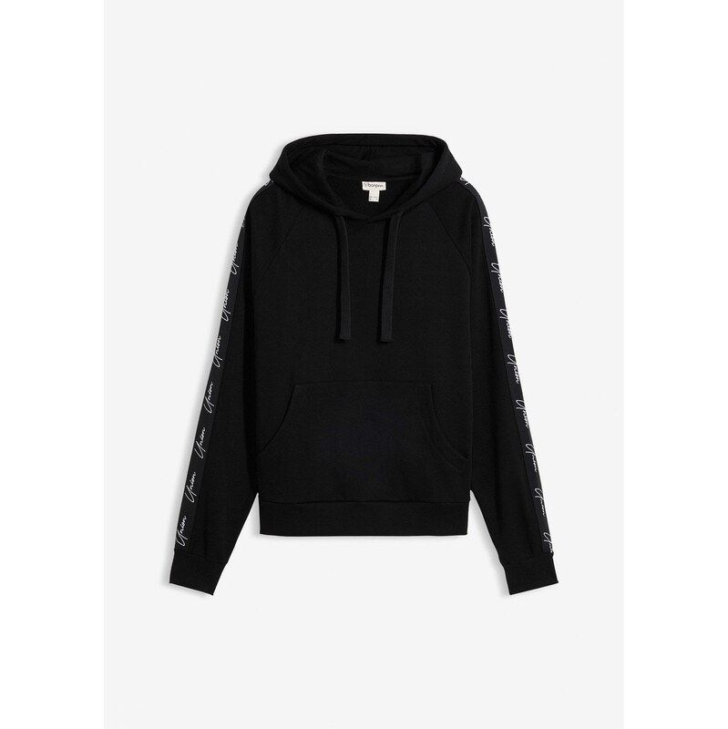 bonprix Mikina s kapucňou z čistej bio bavlny, Loose Fit, farba čierna 67534943