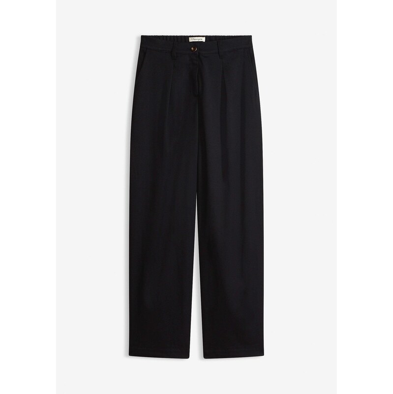 bonprix Nohavice Barrel Fit so záhybmi, farba čierna 67534990