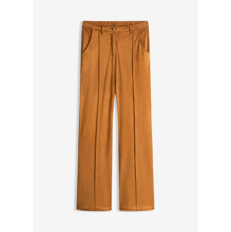 bonprix Koženkové nohavice Flared, farba hnedá 67535000