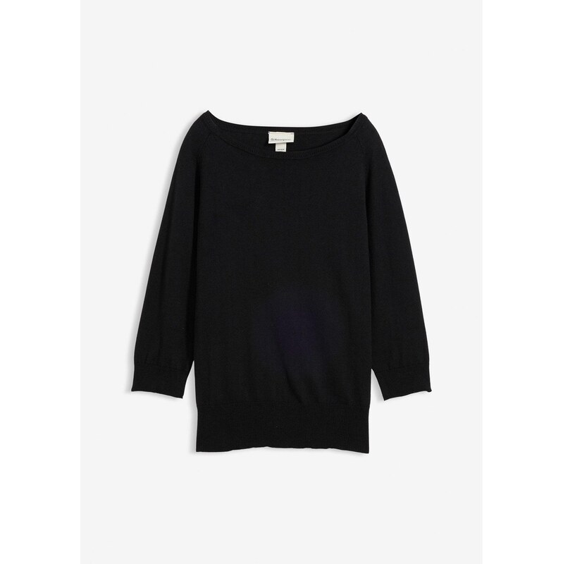 bonprix Pulóver s podielom hodvábu, farba čierna 67535011