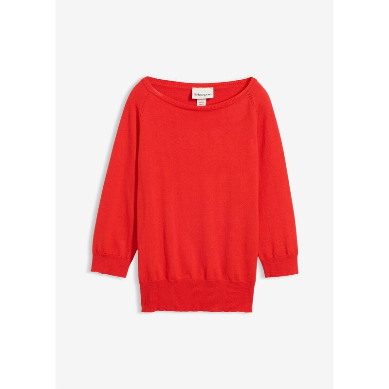 bonprix Pulóver s podielom hodvábu, farba červená 67535012