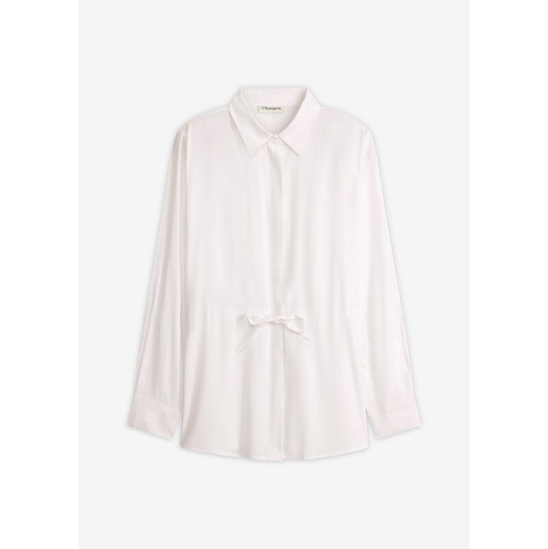 bonprix Blúzka, popelínová, zo záhybmi, farba biela 67535014
