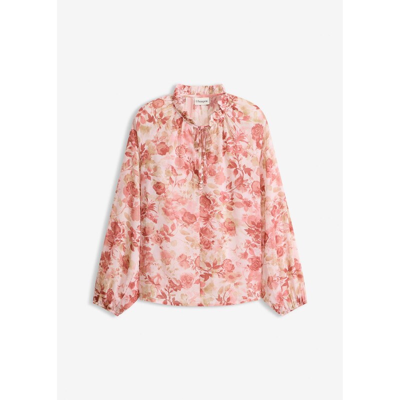 bonprix Šifónová tunika so šnúrkou, farba ružová 67535020