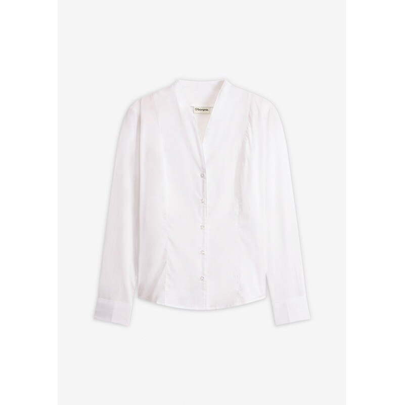 bonprix Popelínová blúzka so stojačikom, farba biela 67535015
