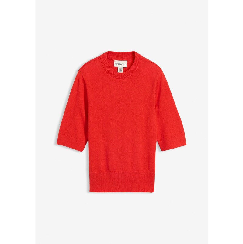 bonprix Pulóver s hodvábnym podielom, farba červená 67535018