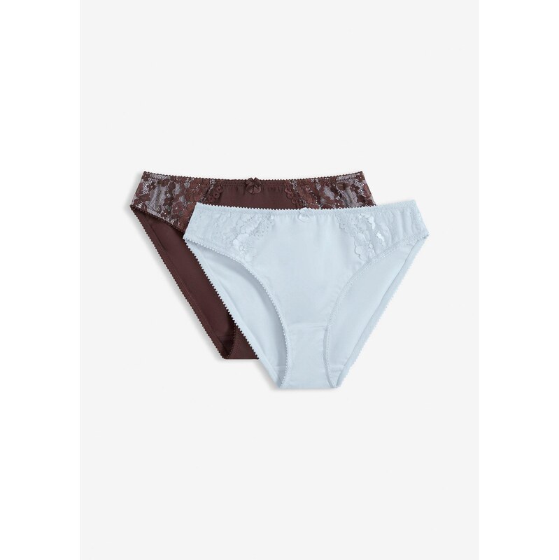 bonprix Nohavičky s jemnou čipkou (2ks), farba šedá 67535046