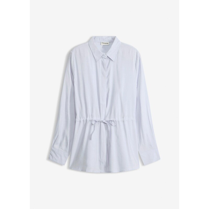 bonprix Blúzka, popelínová, zo záhybmi, farba modrá 67535062