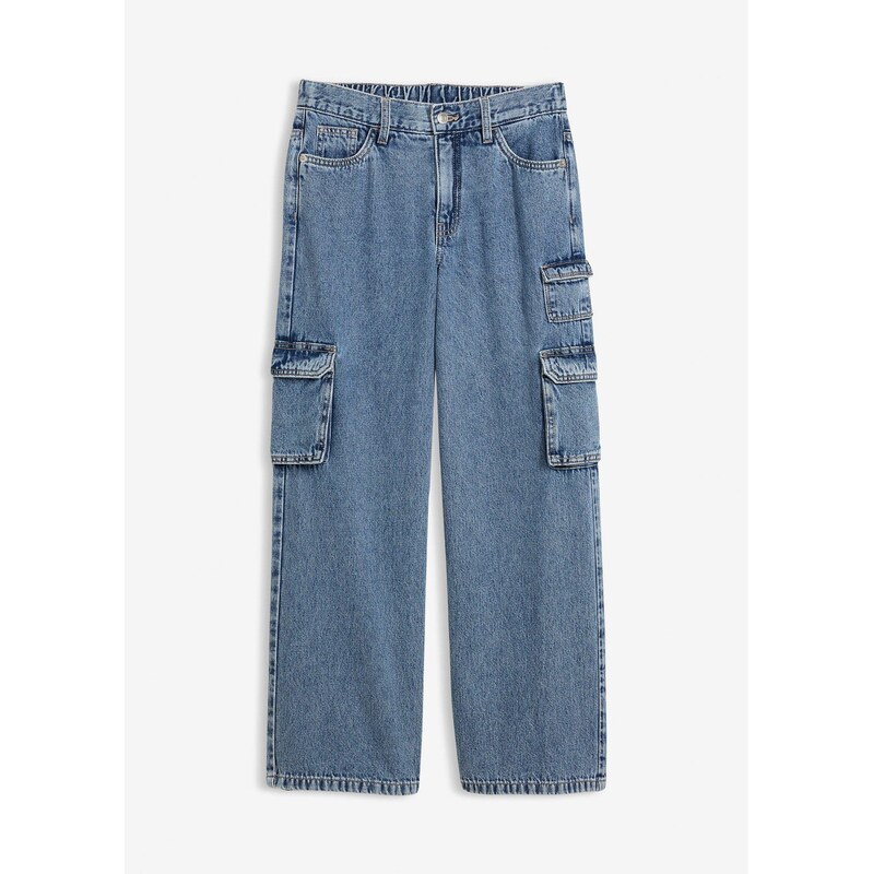 bonprix Džínsy, Wide-Leg, stredná výška pásu, farba modrá 67535084