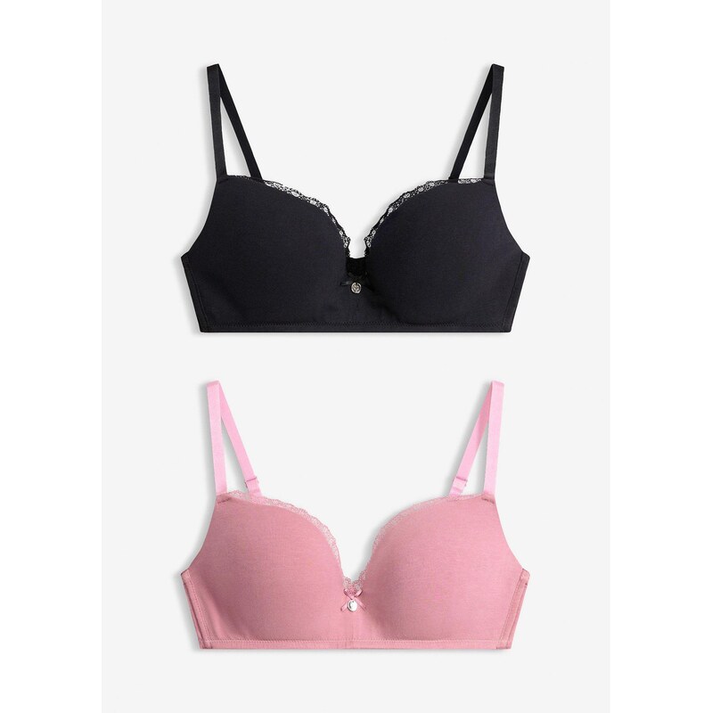 bonprix Push-up podprsenka bez kostíc s bio bavlnou (2 ks v balení), 67535092