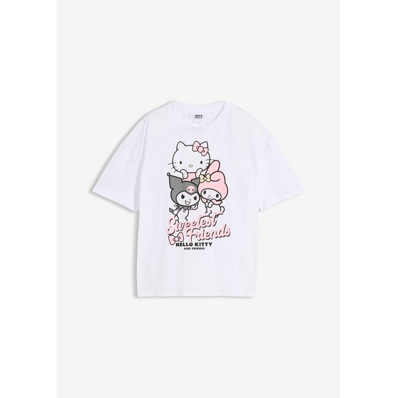bonprix Oversize-tričko z čistej bavlny, Hello Kitty, farba biela 67535086
