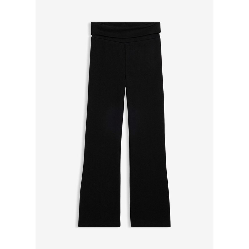 bonprix Džersejové nohavice, vrúbkované, s bio bavlnou, farba čierna 67535097