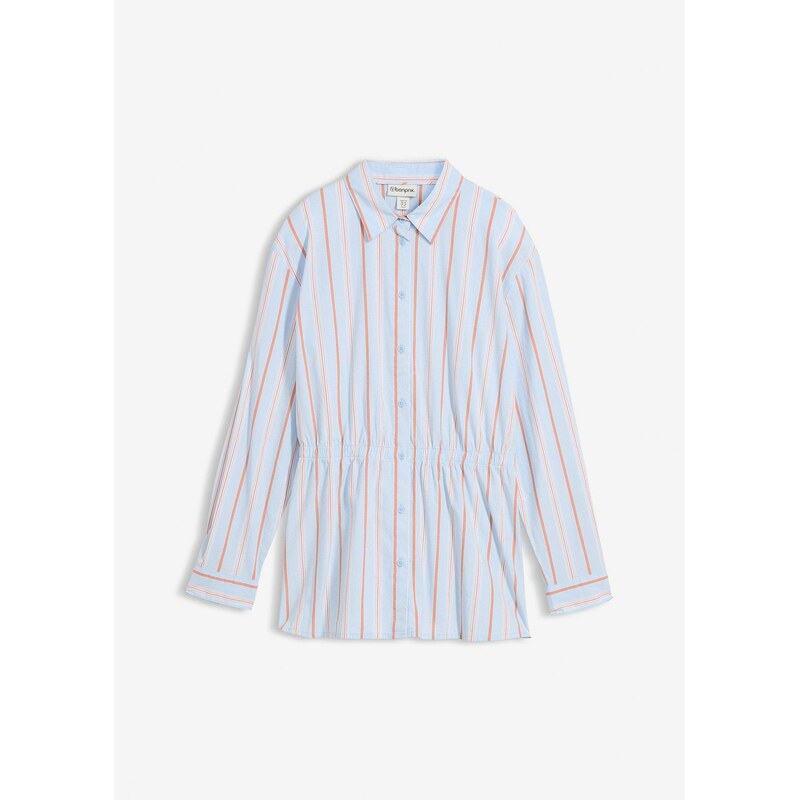 bonprix Košeľová blúzka zo strečového bavlneného popelínu, farba modrá 67535126