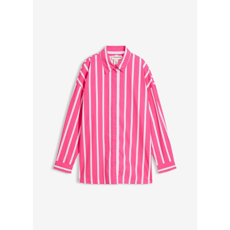 bonprix Košeľová blúzka z bavlneného popelínu, farba ružová 67535124