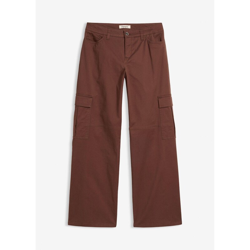 bonprix Kapsáčové nohavice z elastického bavlneného mixu, farba hnedá 67535131