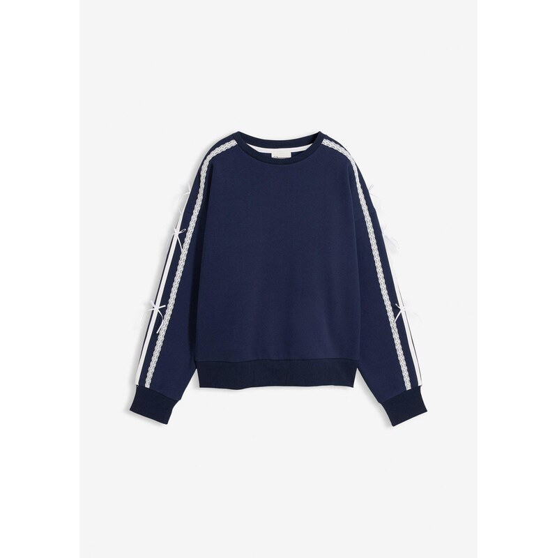 bonprix Mikina oversize z mäkkého bavlneného mixu, farba modrá 67535142