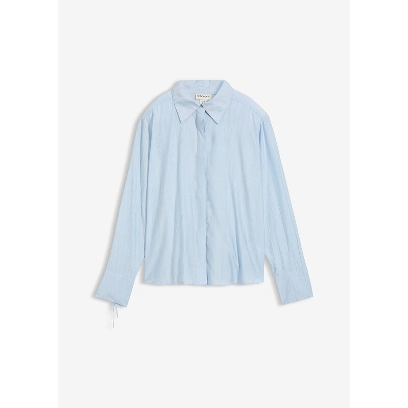 bonprix Košeľová blúzka z padavého viskózového mixu, farba modrá 67535173