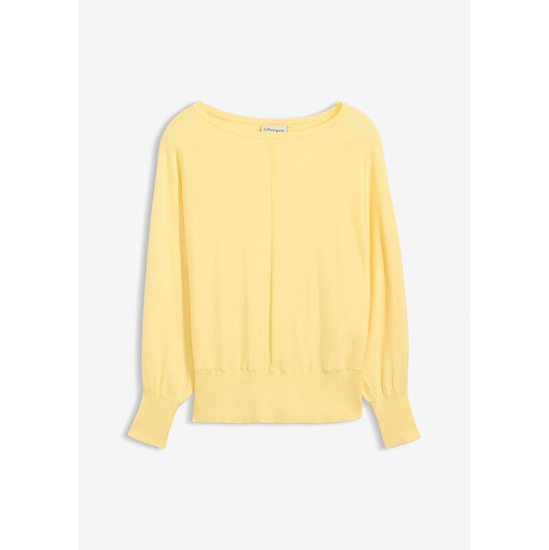 bonprix Pulóver s netopierími rukávmi, farba žltá 67535196