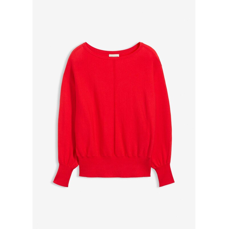 bonprix Pulóver s netopierími rukávmi, farba červená 67535197