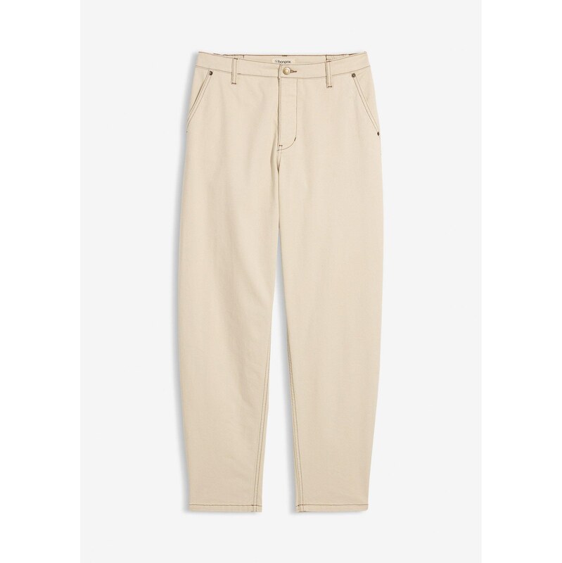 bonprix Twillové nohavice Barrel, farba béžová 67535246