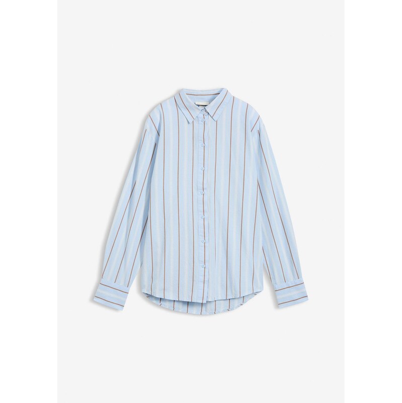 bonprix Košeľová blúzka z čistej bavlny, farba modrá 67535247