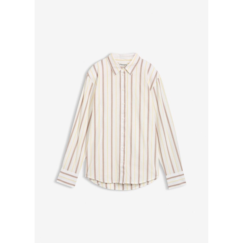 bonprix Košeľová blúzka z čistej bavlny, farba biela 67535248