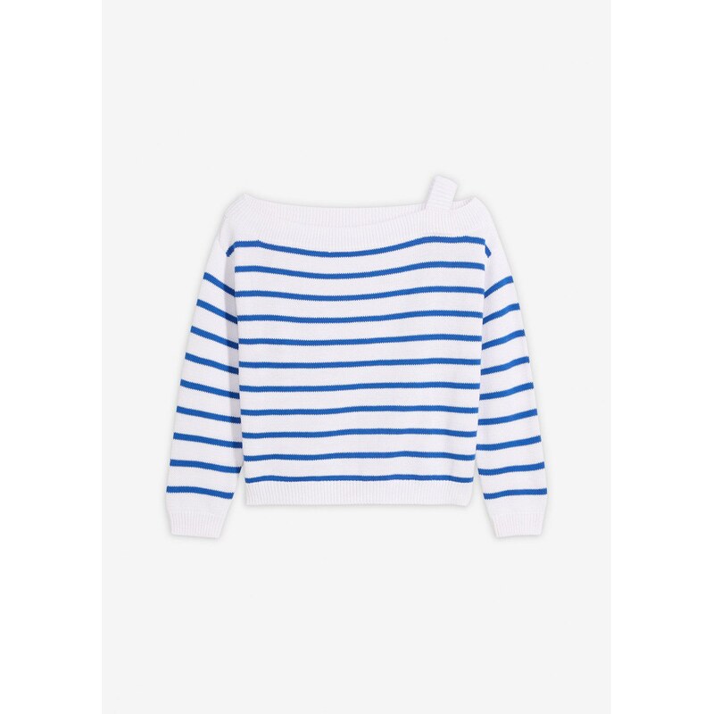 bonprix Pulóver s odhaleným plecom, farba biela 67535261