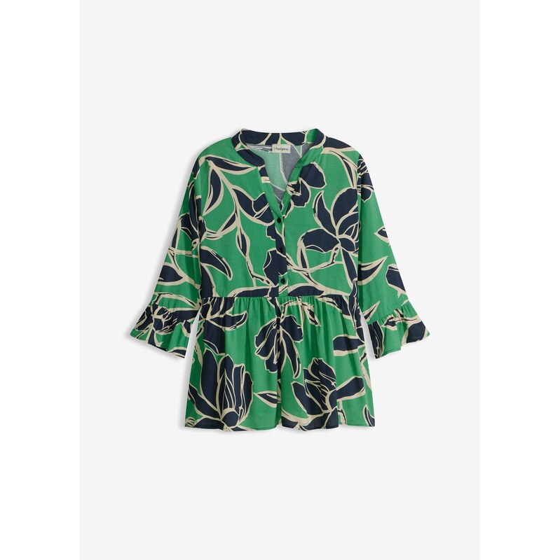 bonprix Tuniková blúzka z padavej viskózy, farba zelená 67535286