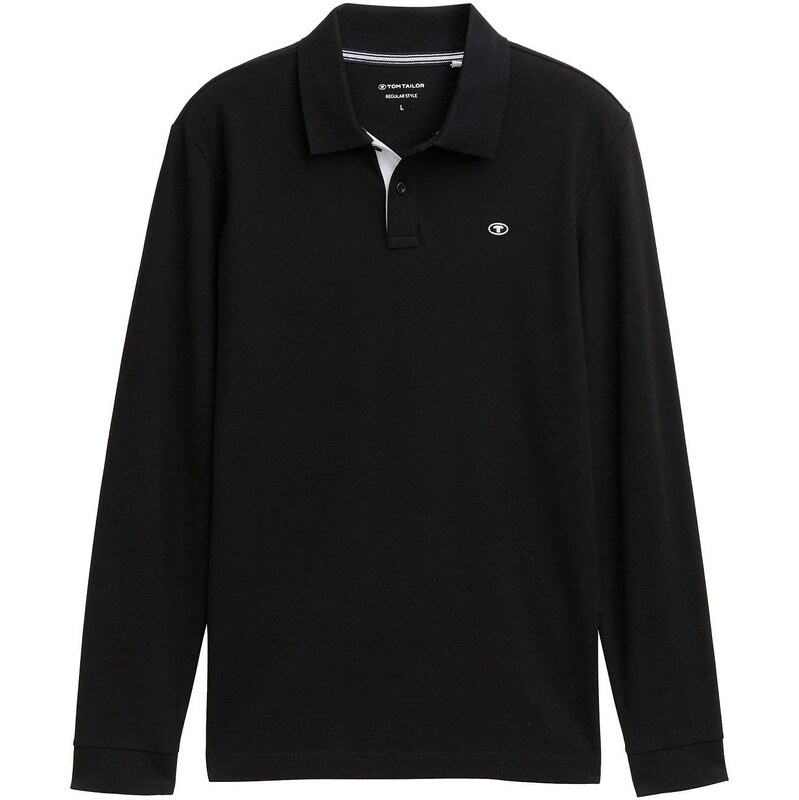 bonprix Polo tričko s dlhým rukávom Tom Tailor, farba čierna 67535315