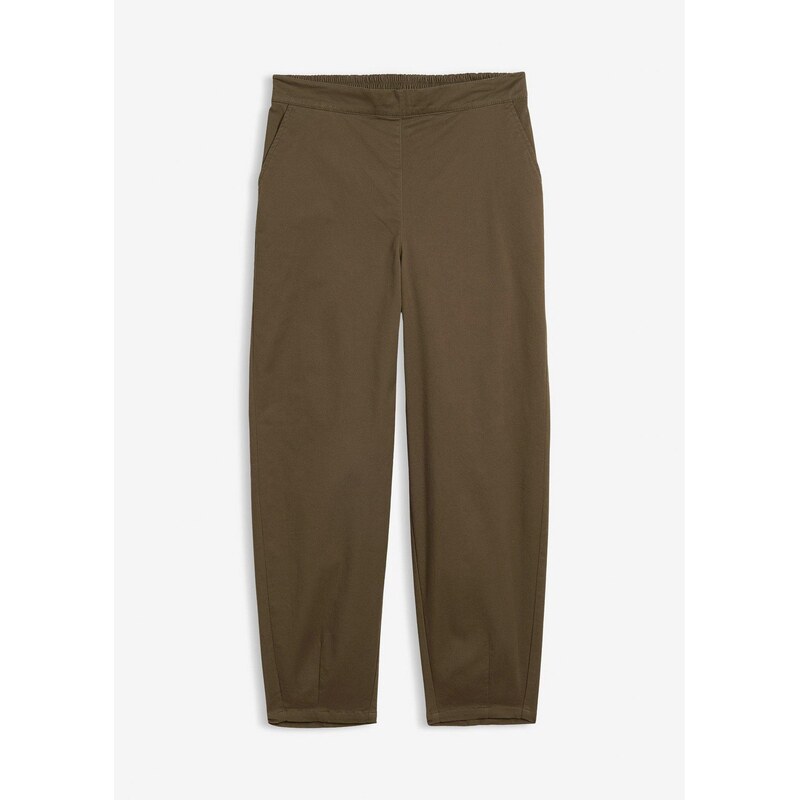 bonprix Nohavice bez zapínania, pohodlný pás, farba zelená 67535313