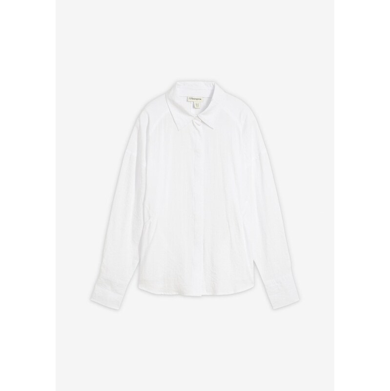 bonprix Košeľová blúzka z viskózového mixu, farba biela 67535330