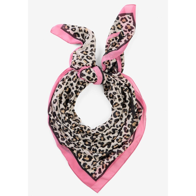 bonprix Šatka s leopardím vzorom, farba ružová 67535357