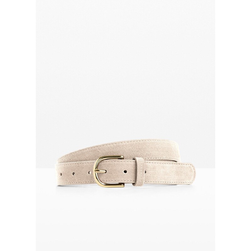 bonprix Kožený opasok s lesklou sponou, farba béžová 67535359