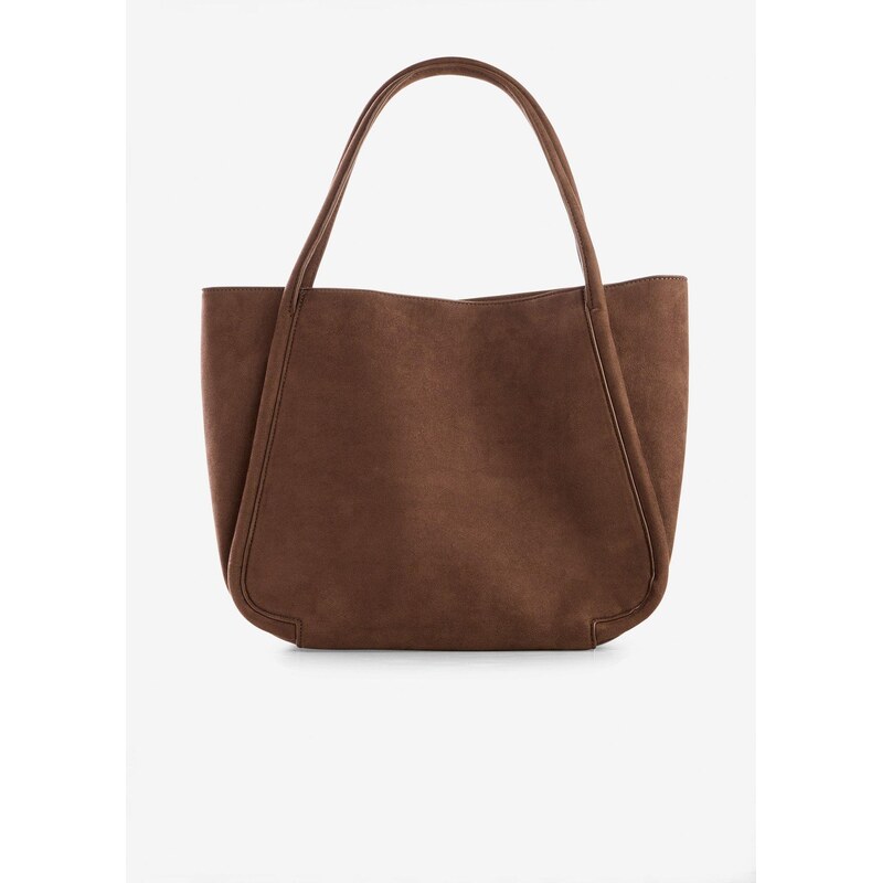 bonprix Taška Shopper, semišový vzhľad, farba hnedá 67535361