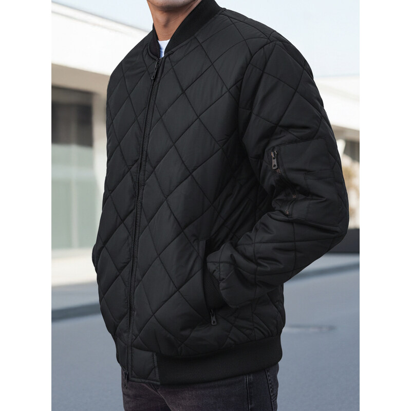 BASIC Pánska prešívaná čierna bomber bunda tx2215 6281644