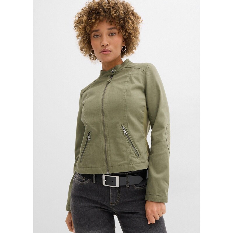 bonprix Bunda z bavlneného twillu s bočnými strečovými vsadkami, farba 67534938