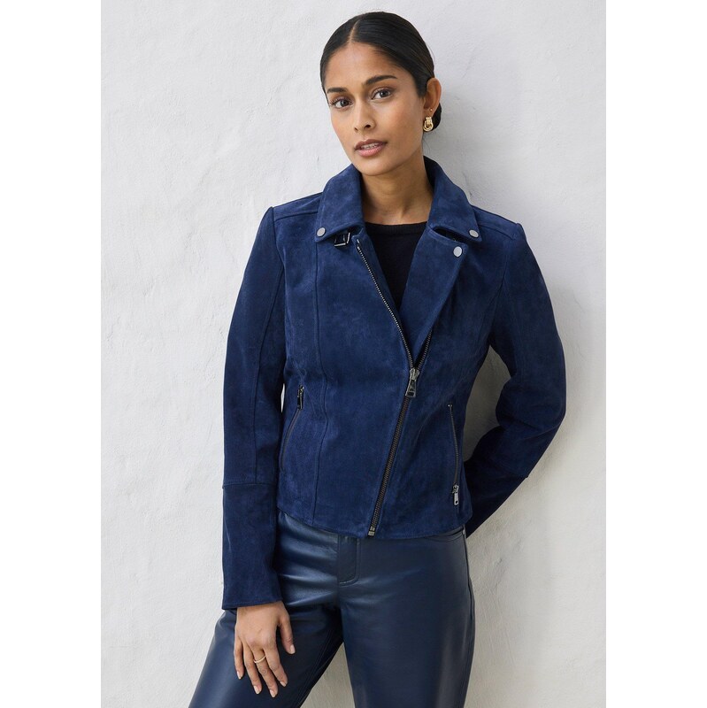 bonprix Kožená motorkárska bunda, farba modrá 67535002