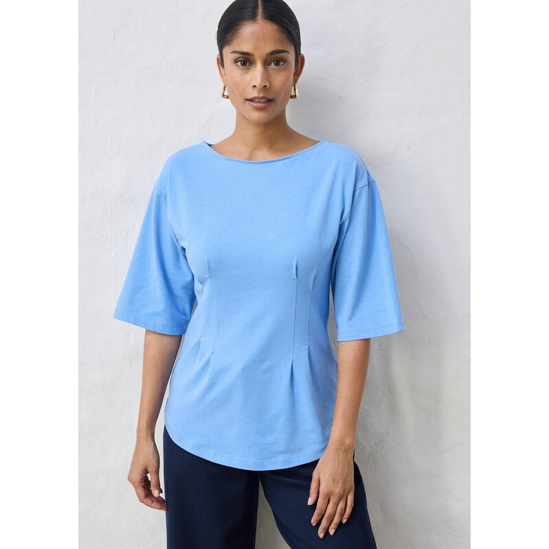 bonprix Tričko z bavlneného mixu, farba modrá 67535048