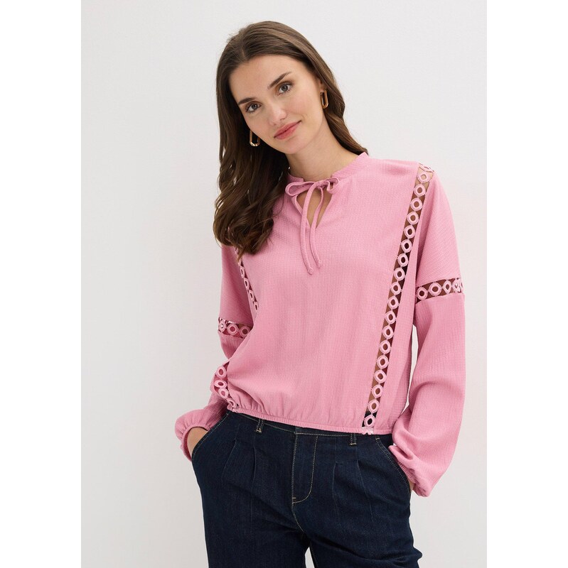 bonprix Tričko s dlhým rukávom, farba ružová 67535087