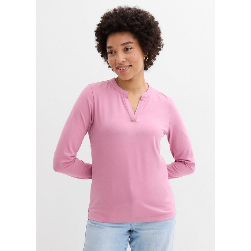 bonprix Tričko s gombikčami, po boky, farba ružová 67535180