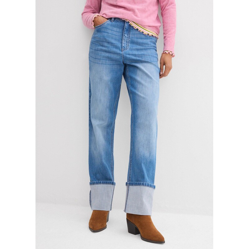 bonprix Džínsy straight, Loose, High Waist, farba modrá 67535283