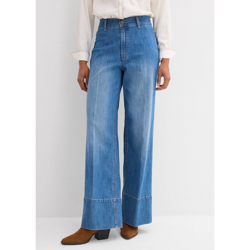 bonprix Džínsy, Wide-Leg, High Waist, farba modrá 67535293