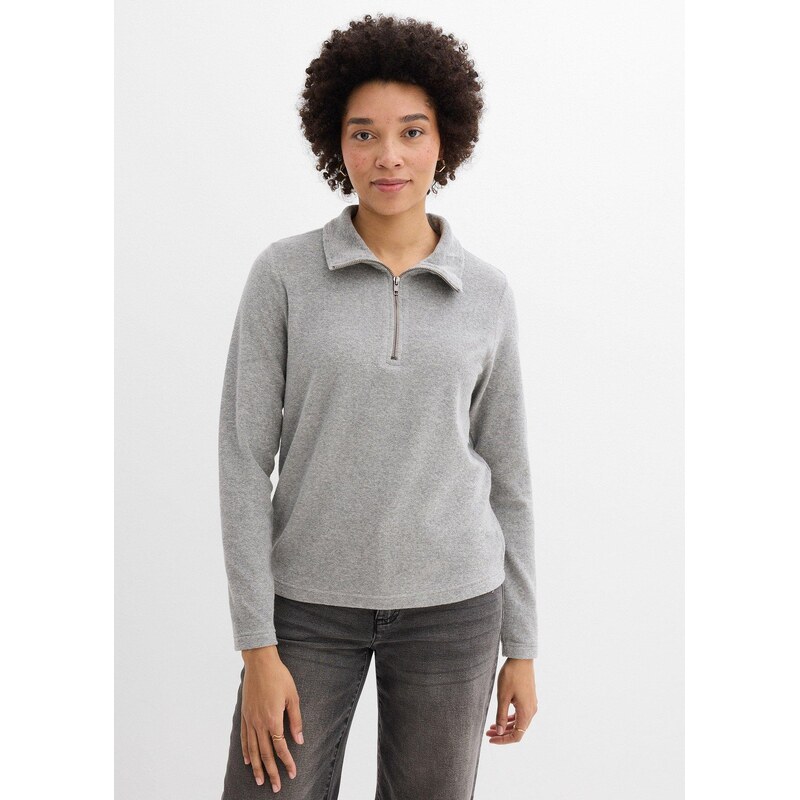 bonprix Tričko s dlhým rukávom, froté, farba šedá 67606112