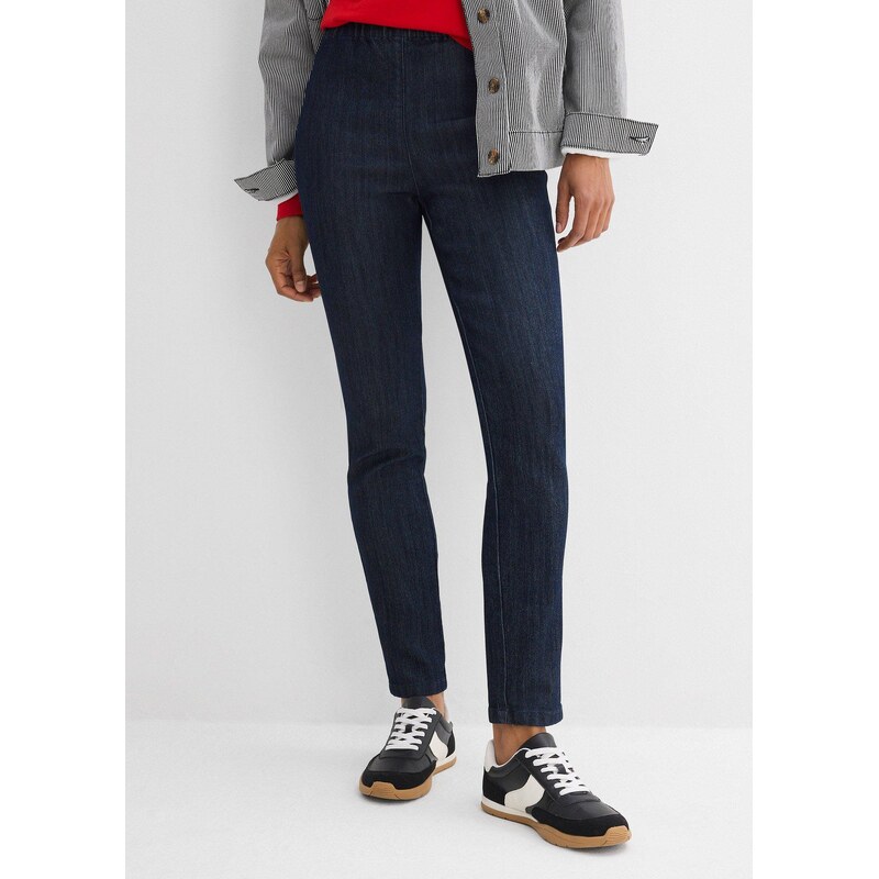 bonprix Slim-Fit džínsy, High Waist, cropped, farba modrá 67535327