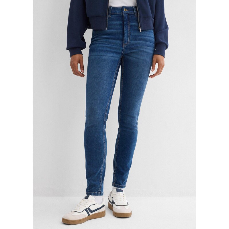 bonprix Skinny džínsy, High Waist, pohodlný pás, farba modrá 67535329