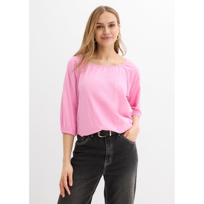 bonprix Úpletová blúzka z bio bavlny, farba ružová 67535390