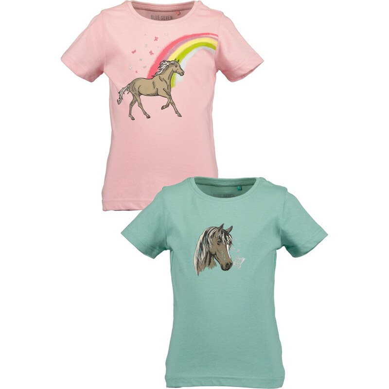 BLUE SEVEN Tričko hnedá / pastelovo zelená / ružová / čierna 67551630